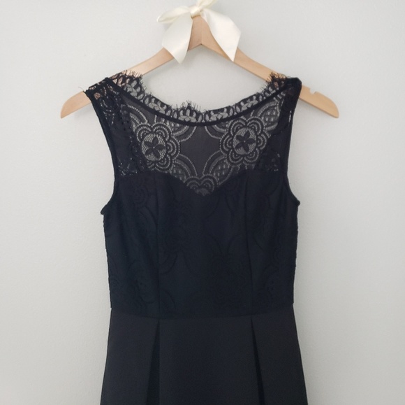 Francesca's Black Skater Dress with Lace Neckline - Picture 8 of 13